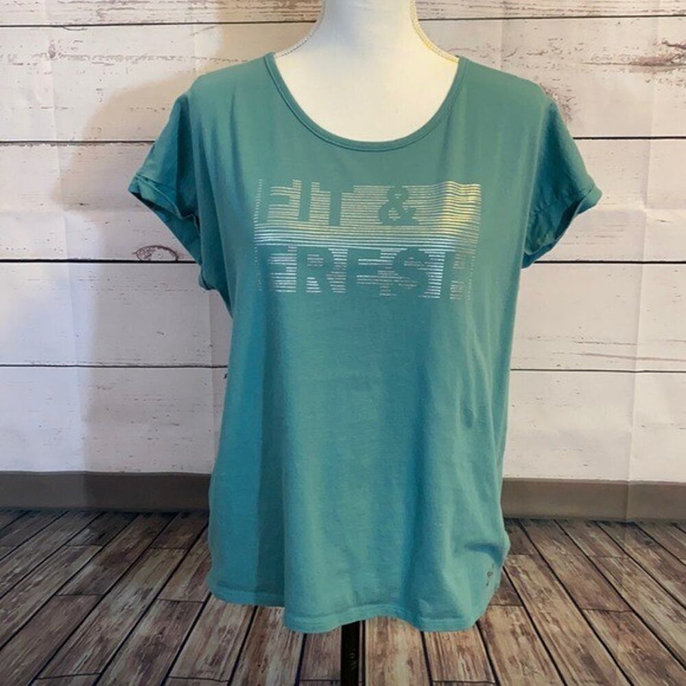 Under Armour Tee Shirt Top Womens Small Blue GReen heat gear‎ Loose Fit Casual
